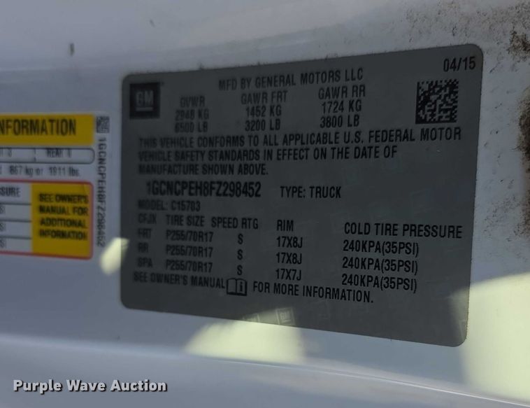 image for item FI0829 2015 Chevrolet Silverado 1500 pickup truck