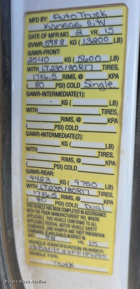 image for item FI0830 2015 Chevrolet Silverado 3500HD utility bed pickup truck