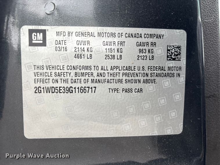 image for item FK1144 2016 Chevrolet Impala Limited Police Cruiser 