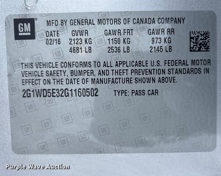 image for item FK1145 2016 Chevrolet Impala Limited Police Cruiser 