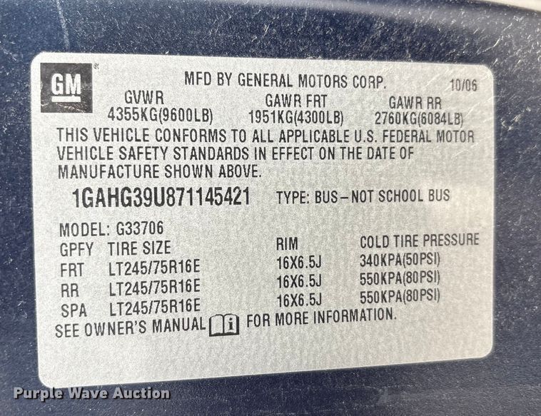 image for item FK1154 2007 Chevrolet Express 3500 van