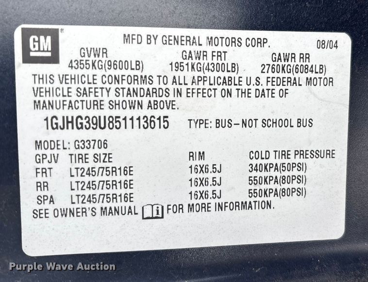 image for item FK1155 2005 GMC Savana van
