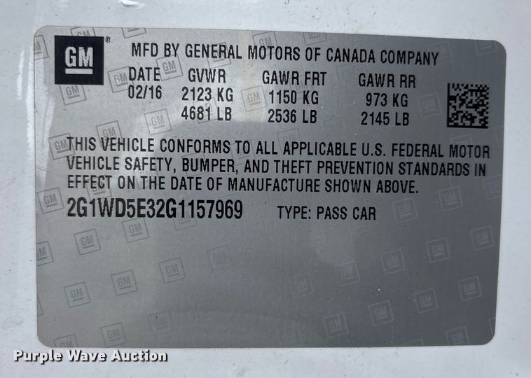 image for item FK1156 2016 Chevrolet Impala Limited Police Cruiser 