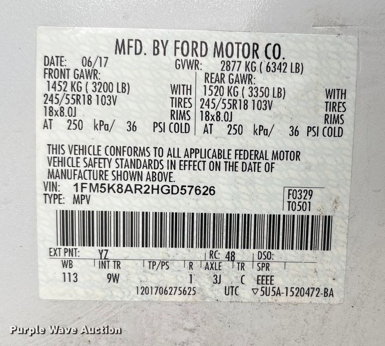 image for item FK1157 2017 Ford Explorer Police Interceptor SUV