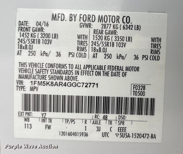 image for item FK1159 2016 Ford Explorer Police Interceptor SUV