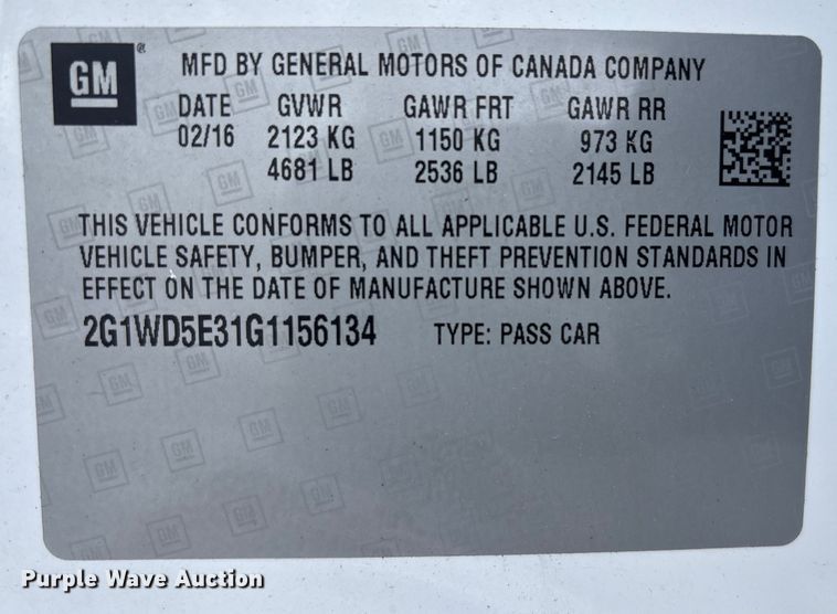 image for item FK1162 2016 Chevrolet Impala Limited Police Cruiser 