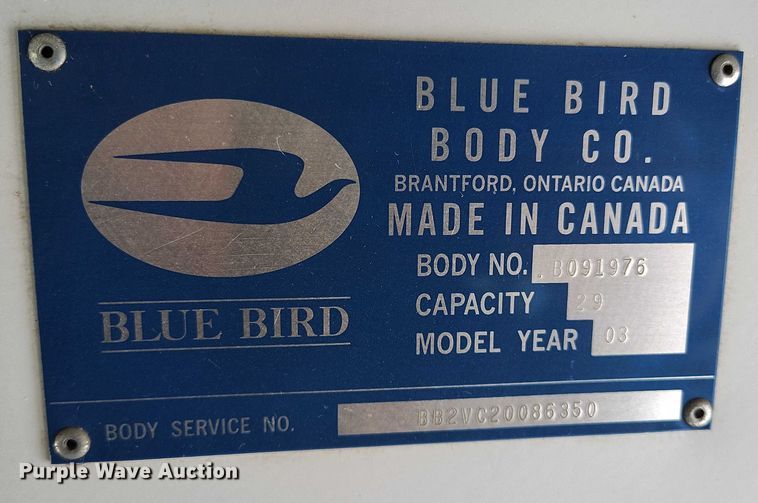 image for item IH9417 2002 BlueBird E450 school bus