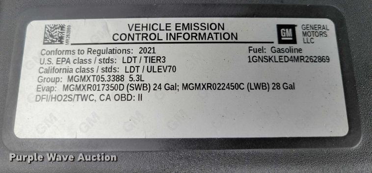 image for item NK9799 2021 Chevrolet Tahoe SUV