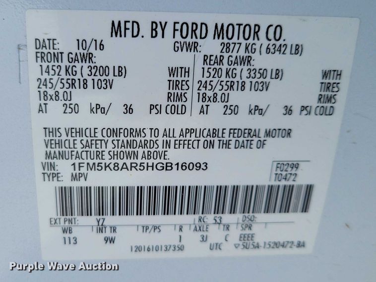 image for item NK9802 2017 Ford Explorer Police Interceptor  SUV