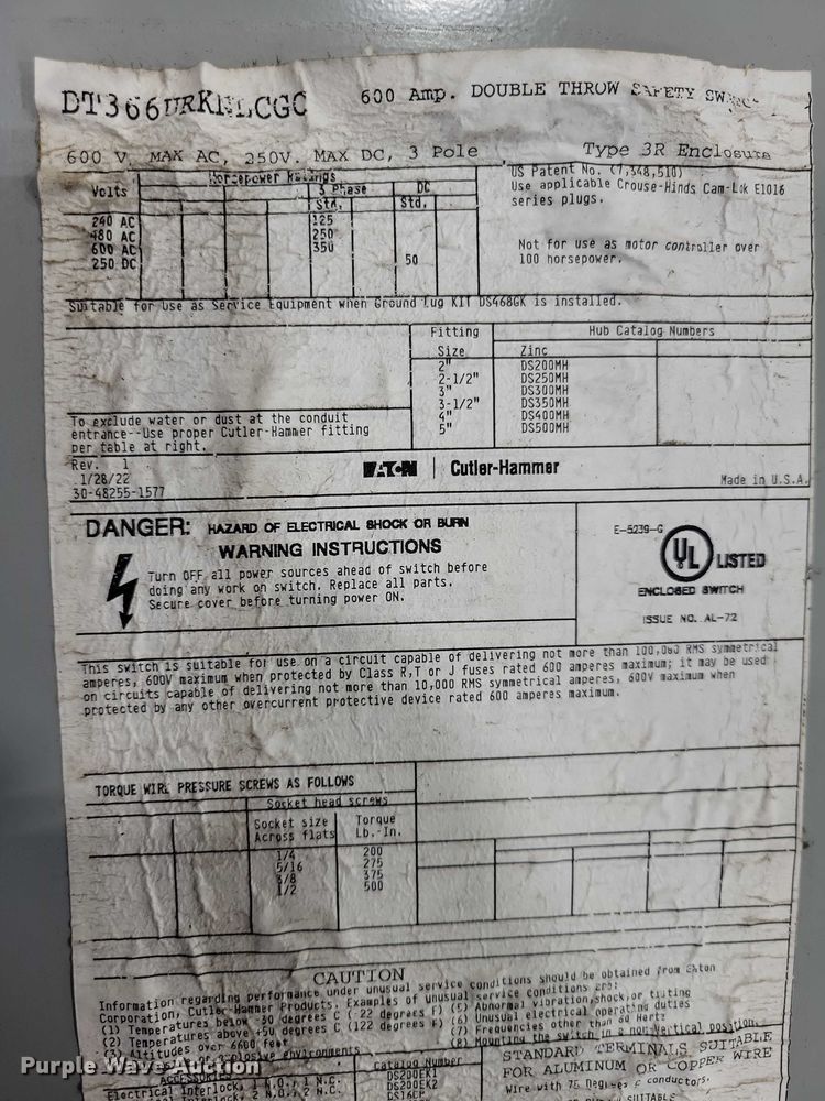 image for item NK9804 Generac Eaton double throw safety switch