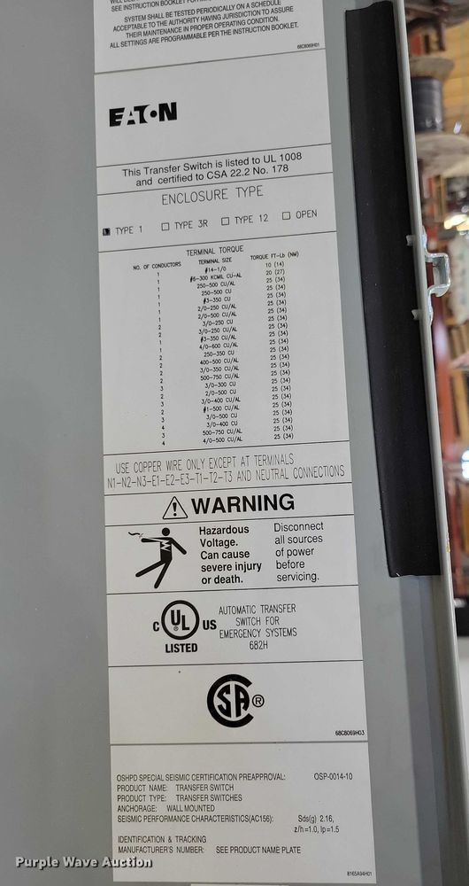 image for item NK9806 Generac Eaton ATC-300  transfer switch