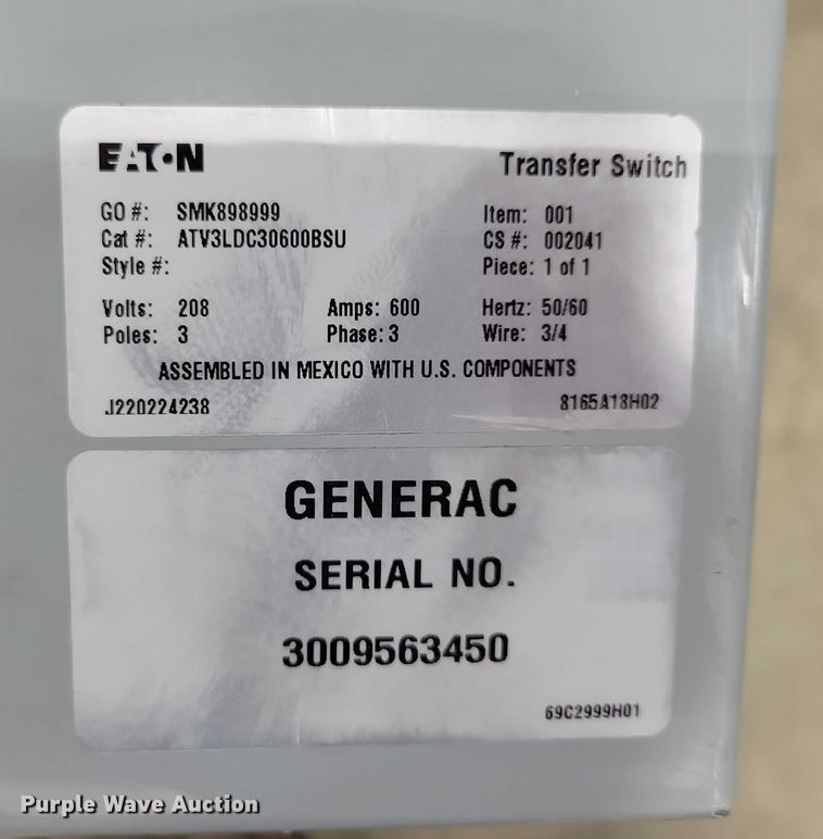image for item NK9806 Generac Eaton ATC-300  transfer switch