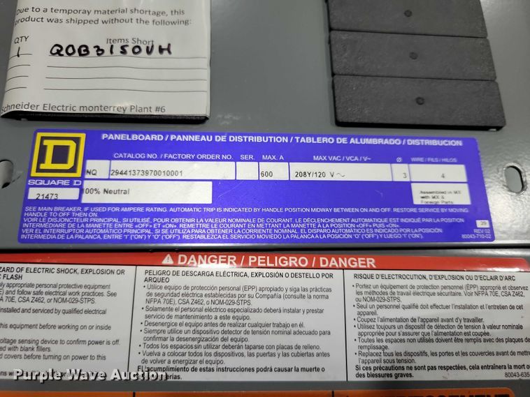 image for item NK9808 (3) Square D MH56BE breaker panels