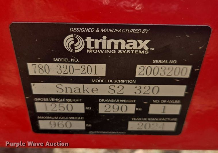 image for item DU2731 2024 Trimax Snake S2 320 batwing finish mower