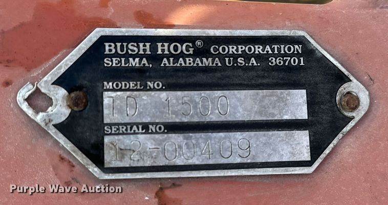 image for item DV0778 Bush Hog TD 1500 batwing rotary mower