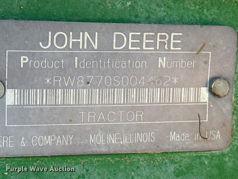 image for item DZ5010 1996 John Deere 8770 4WD tractor