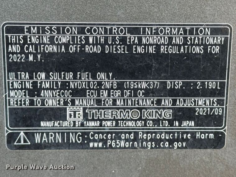 image for item DZ5033 2022 ThermoKing refrigerator unit