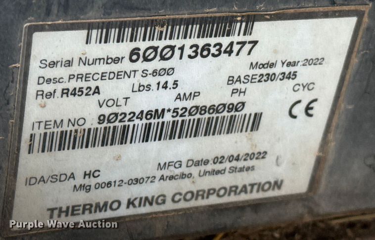 image for item DZ5033 2022 ThermoKing refrigerator unit