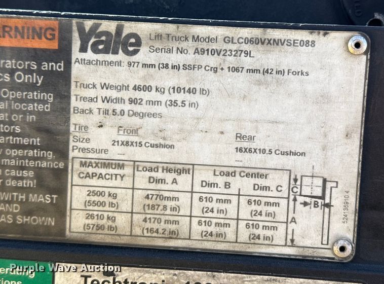 image for item DZ5099 Yale GLC060VXNVSE088 forklift