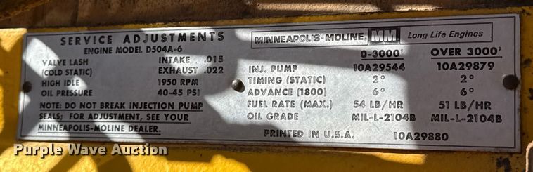 image for item DZ5121 Minneapolis Moline G1050 tractor