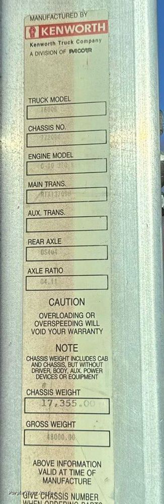 image for item EF2321 1998 Kenworth T600 semi truck