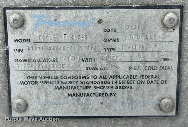 image for item EF2330 1997 Transcraft Eagle W2 flatbed trailer