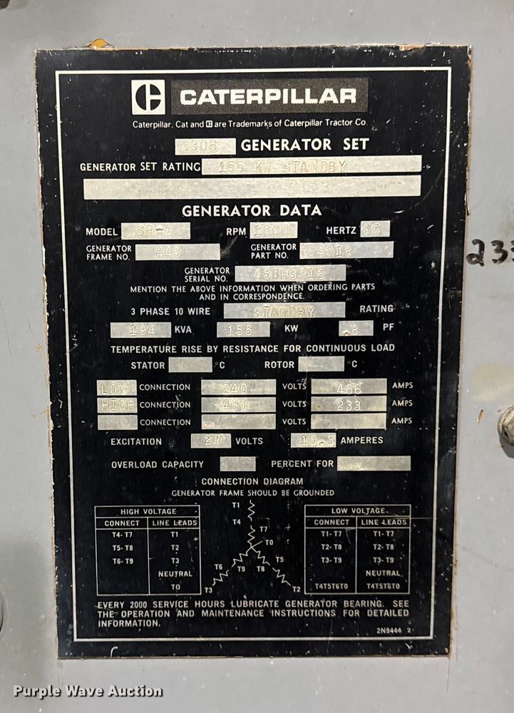 image for item EF2352 Caterpillar 3306 generator
