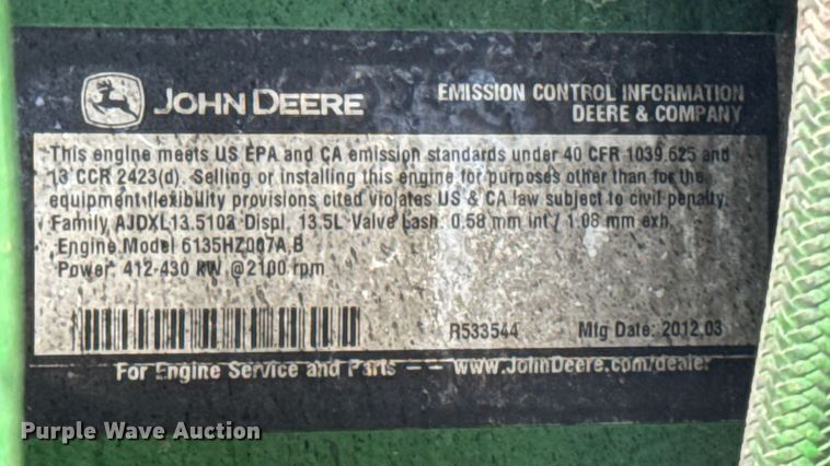 image for item EF2418 2012 John Deere 7550 forage harvester