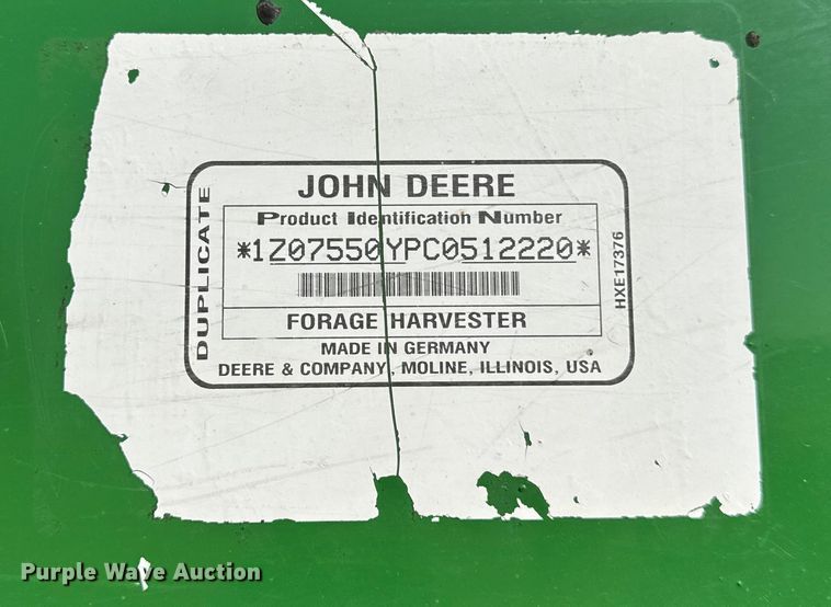 image for item EF2418 2012 John Deere 7550 forage harvester