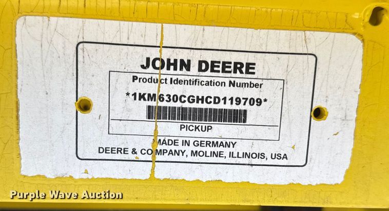 image for item EF2419 2012 John Deere 630C forage harvester pickup head