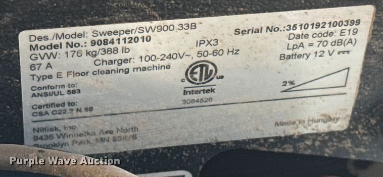 image for item EP2892 Advance SW900 floor scrubber