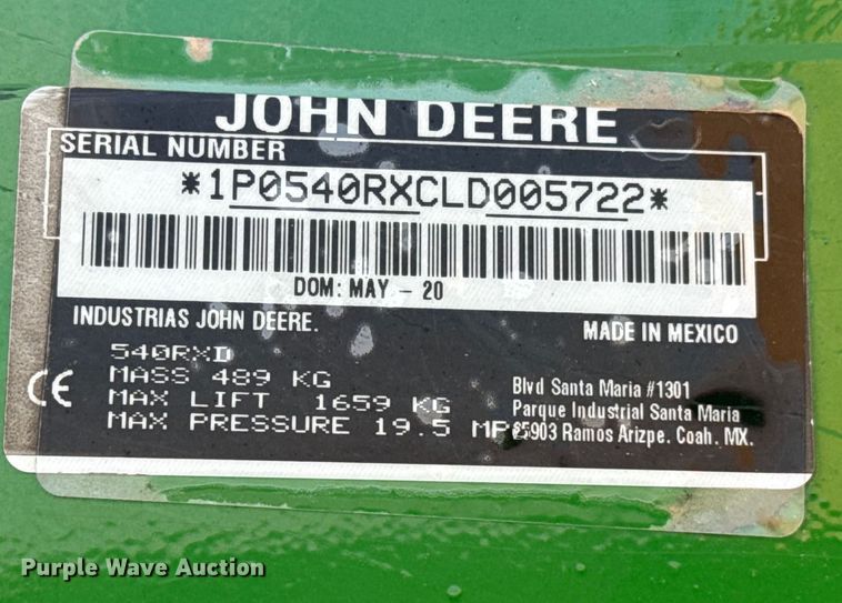 image for item ES5823 2020 John Deere 540R loader