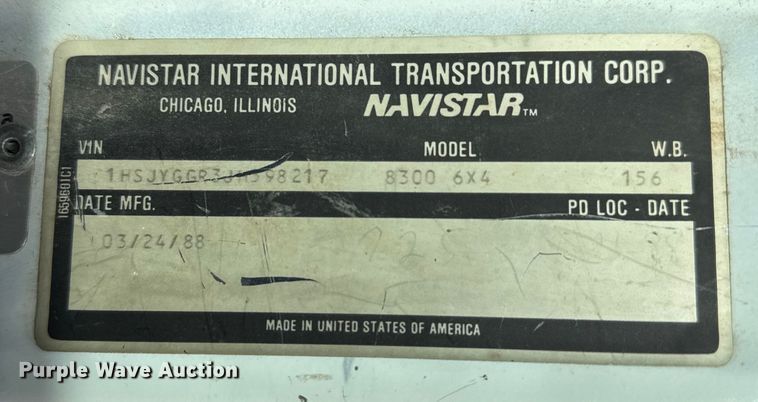 image for item FB0764 1998 International 8300 liquid fertilizer truck