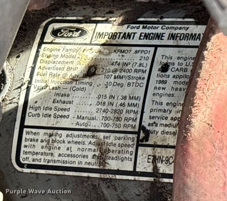 image for item FG0071 1989 Ford L8000 feed mixer truck