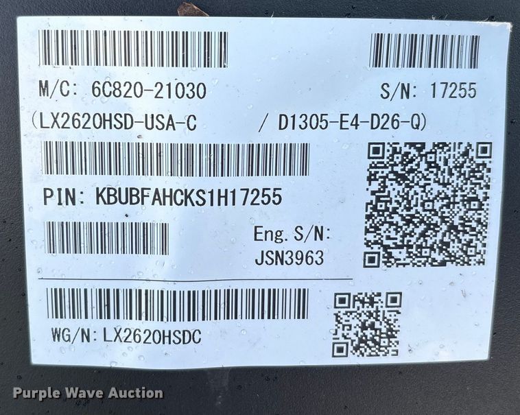 image for item YA2230 2025 Kubota LX2620HSD MFWD tractor