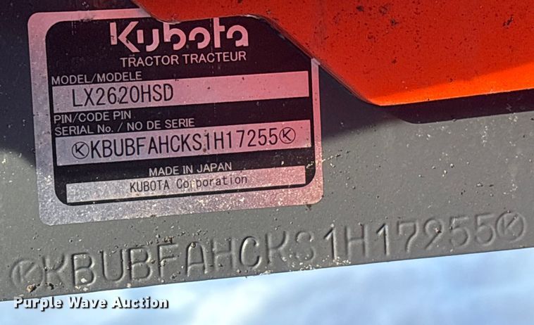 image for item YA2230 2025 Kubota LX2620HSD MFWD tractor