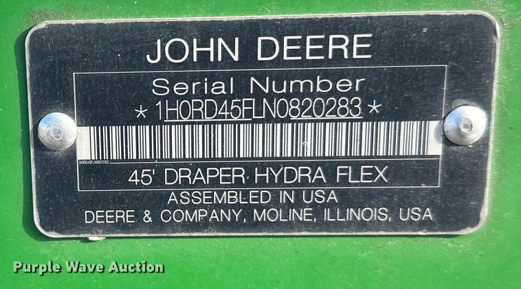 image for item YA2511 2022 John Deere RD45F flex draper head