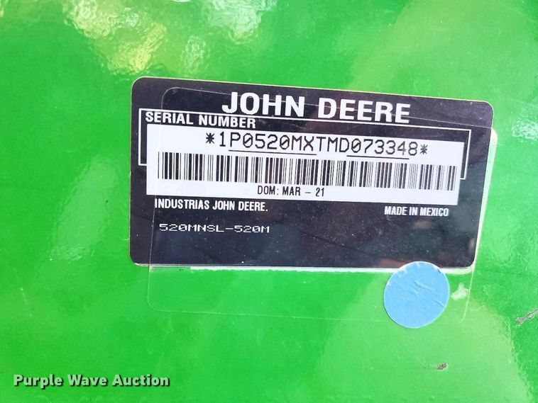 image for item YA2619 2021 John Deere 520M loader