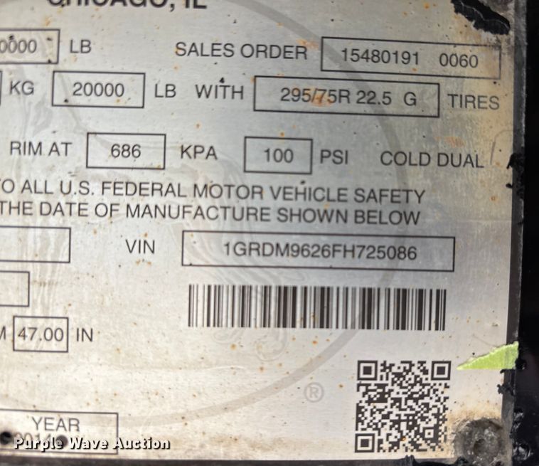 image for item DT0016 2015 Great Dane FLP-0024-00048 flatbed trailer