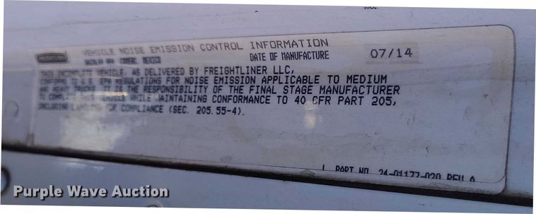 image for item DT0806 2015 Freightliner Coronado truck cab and chassis