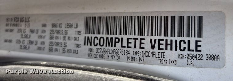 image for item DT2841 2015 RAM 5500 Crew Cab flatbed truck