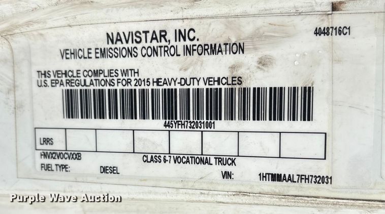 image for item DT2844 2015 International 4300 box truck