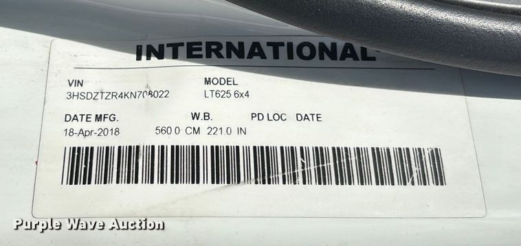 image for item DU0397 2019 International LT625 semi truck