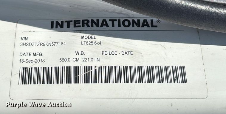 image for item DU0398 2019 International LT625 semi truck