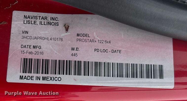 image for item DW7468 2017 International ProStar Plus semi truck