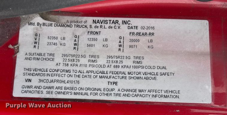 image for item DW7468 2017 International ProStar Plus semi truck