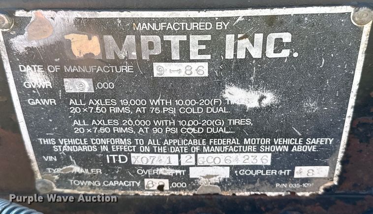 image for item DZ4987 1986 Timpte trailer dolly