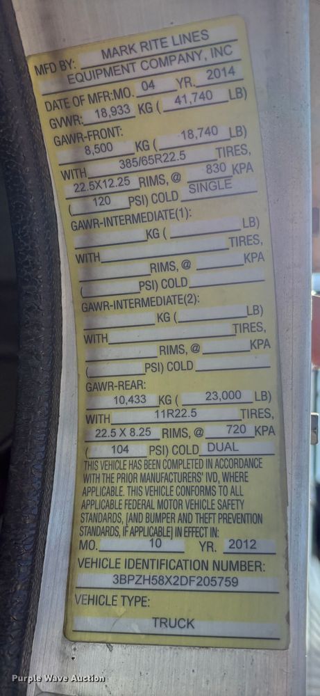 image for item EC8214 2013 Peterbilt 320 flatbed truck