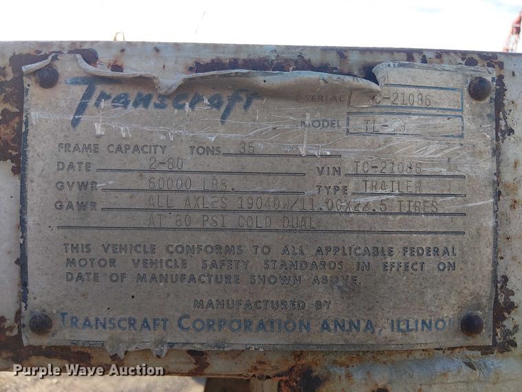 image for item EE1451 1980 Transcraft TL-13 flatbed trailer