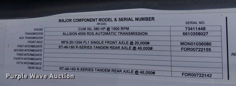 image for item EE5119 2012 Condor American LaFrance  road marking removal truck